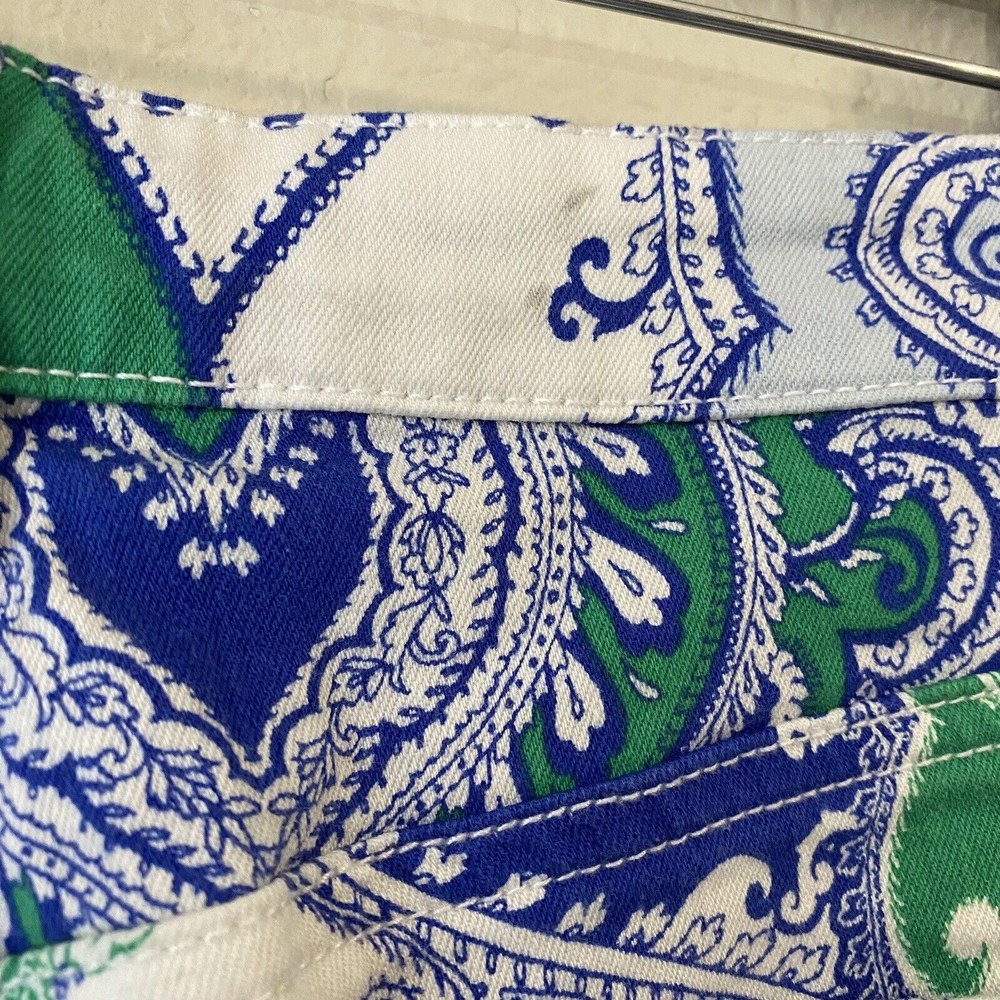 Chico's Platinum Crop Pants Size 3 XL 16 Green White Paisley FLAWED - Picture 5 of 10
